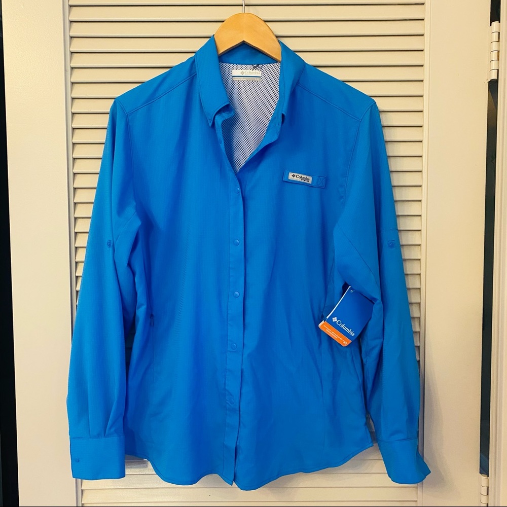 Columbia PFG Performance Fishing Gear Bahama™ II Blue Long Sleeve Shirt L
